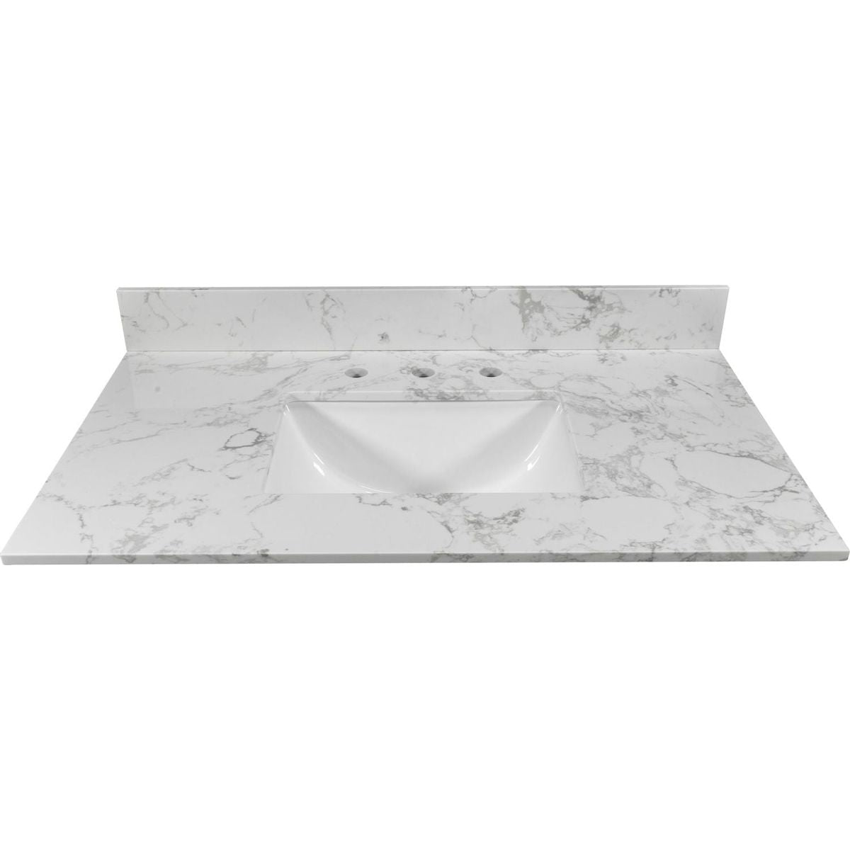 31inch bathroom vanity top stone carrara white new style tops with rectangle undermount ceramic sink and back splash with 3 faucet hole for bathrom cabinet