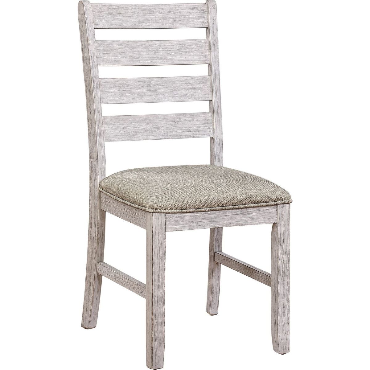 Casual Dining Room Side Chairs 2pc Set Grayish White Finish Upholstered Seat Transitional Design Furniture