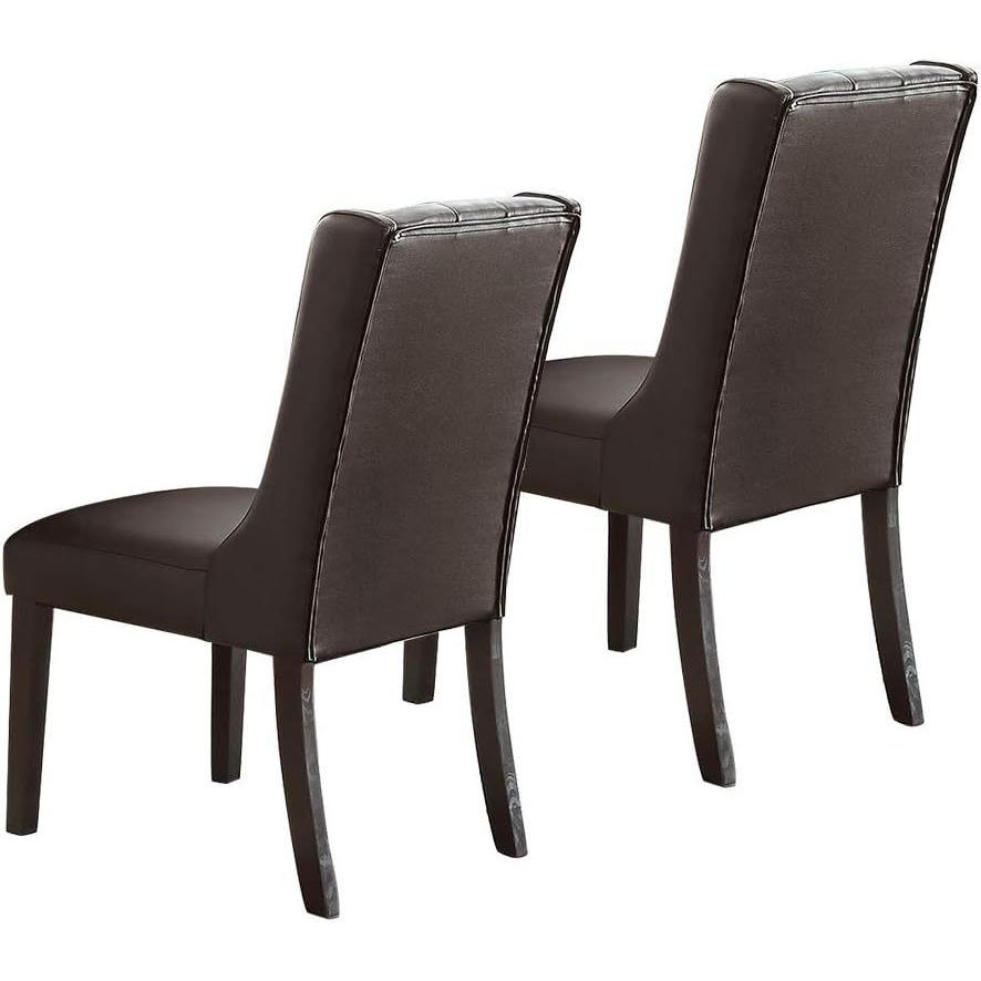 Modern Faux Leather Espresso Tufted Set of 2 Chairs Dining Seat Chair Birch veneer MDF Kitchen Dining Room