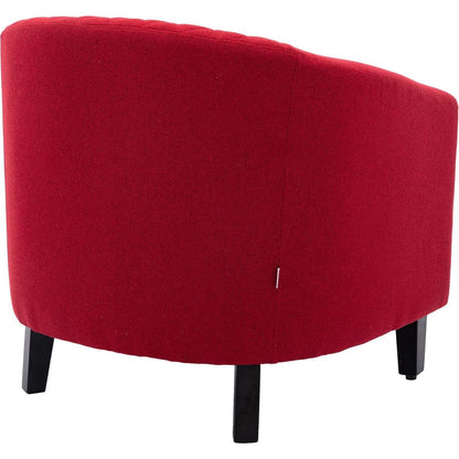 accent Barrel chair living room chair with nailheads and solid wood legs Red Linen