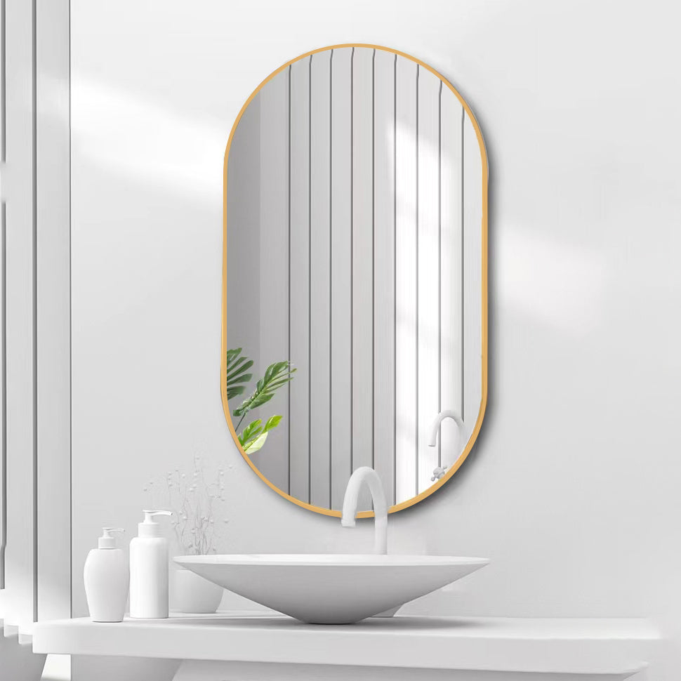 Wall Mounted Mirror, 36" x18" Fan& Pre-Set Hooks for Vertical & Horizontal Hang, Ideal for Bedroom, Bathroom