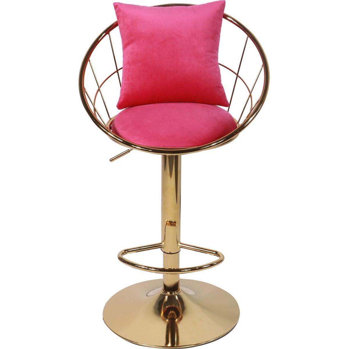 Rose Red velvet bar chair, pure gold plated, unique design60 degree rotation, adjustable heightuitable for dining room and baret of 2