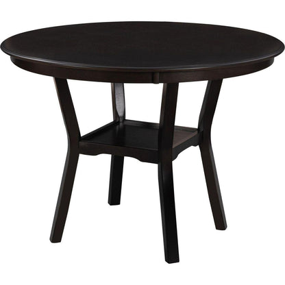 5-Piece Kitchen Dining Table Set Round Table with Bottom Shelf, 4 Upholstered Chairs for Dining Room (Espresso)