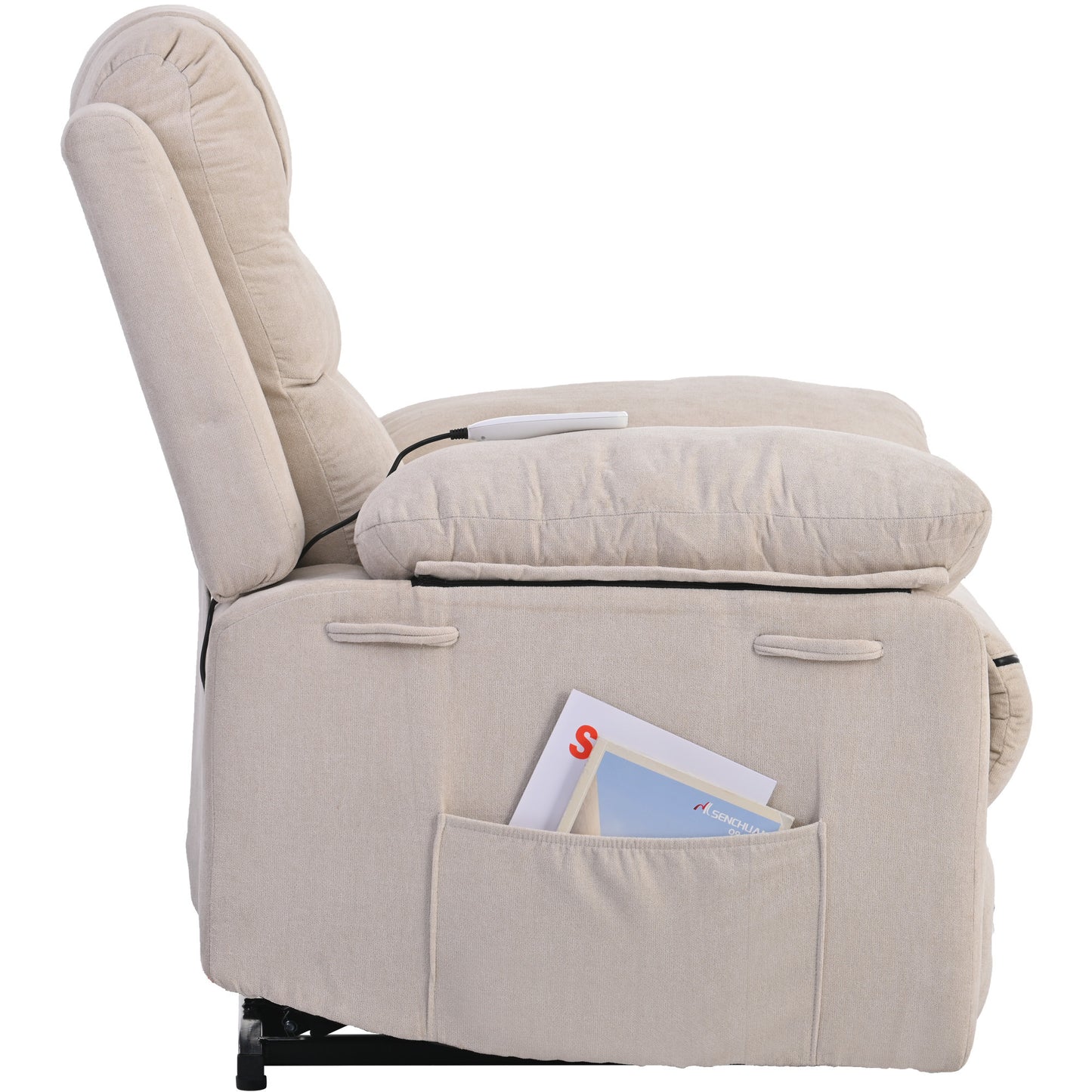 Massage Recliner, Power Lift Chair for Elderly with Adjustable Massage and Heating Function, Recliner Chair with Infinite Position and Side Pocket for Living Room, Beige