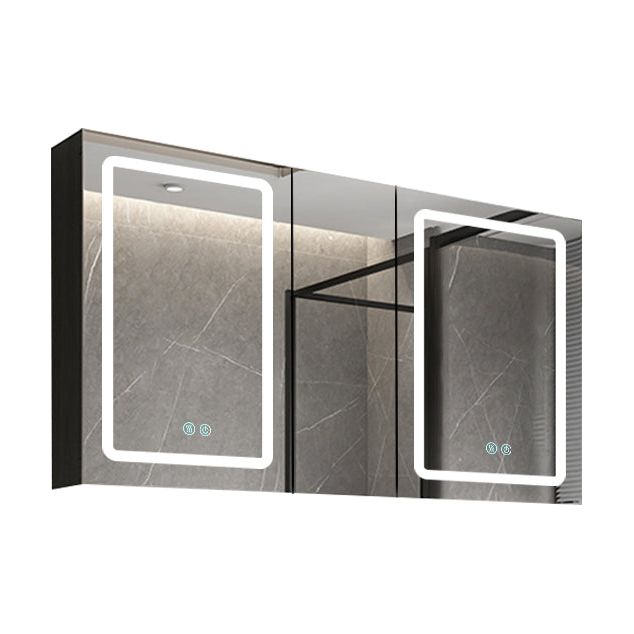 50x30 Inch LED Bathroom Medicine Cabinet Surface Mount Double Door Lighted Medicine Cabinet, Medicine Cabinets for Bathroom with Mirror Defogging, Dimmer Black