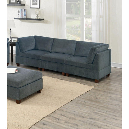 Living Room Furniture Grey Chenille Modular Sofa Set 6pc Set Sofa Loveseat Modern Couch 4x Corner Wedge 1x Armless Chairs and 1x Ottoman Plywood