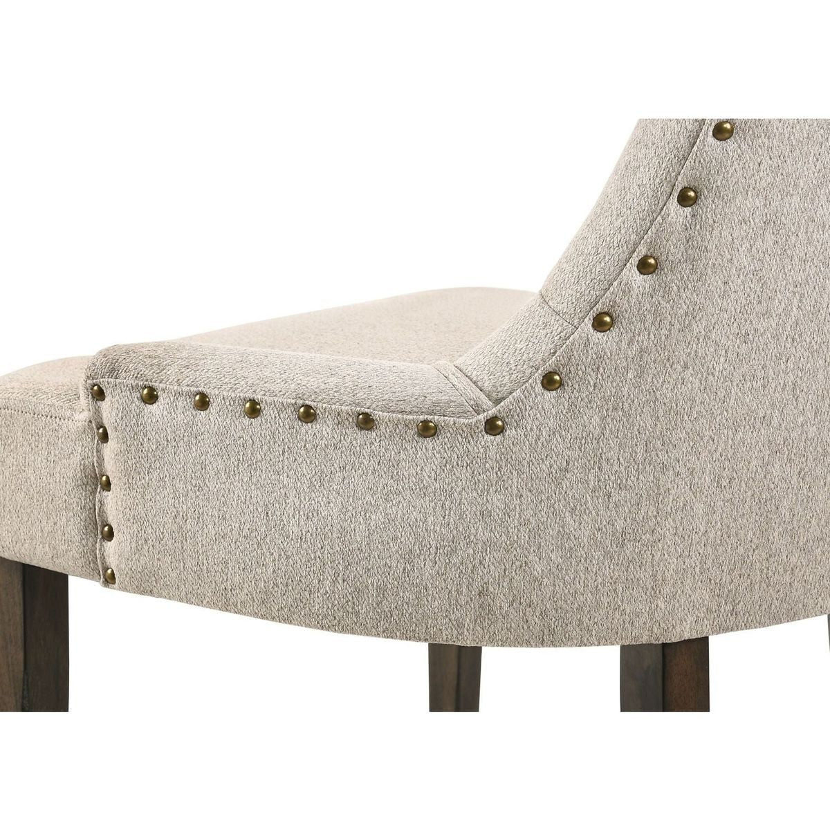 Farren Side Chair, Beige Fabric & Espresso Finish