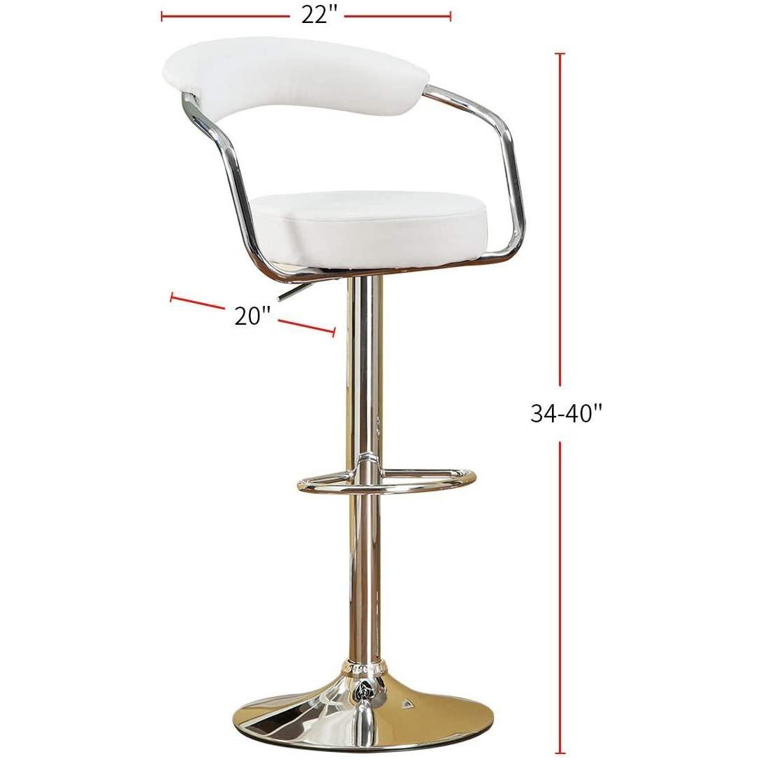 Contemporary Style White Color Bar Stool Counter Height Chairs Set of 2 Adjustable Swivel Kitchen Island Stools