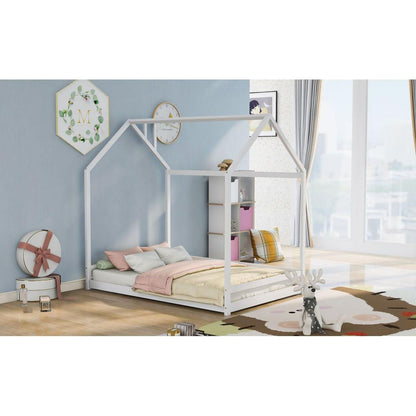 Full Size House Bed Wood Bed, White