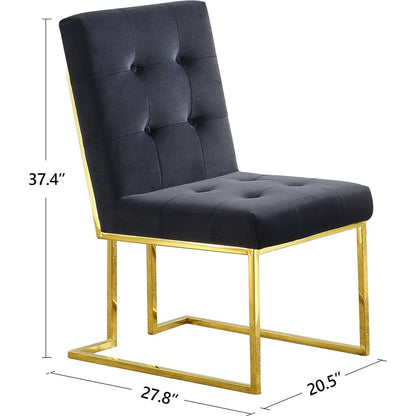 Modern Velvet Dining Chair Set of 2, Tufted Design and Gold Finish Stainless Base