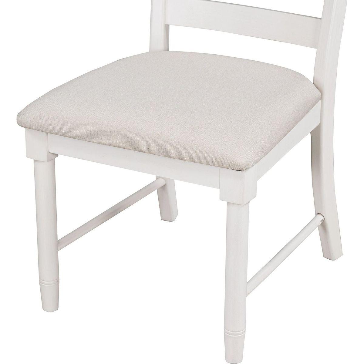 5-Piece Retro Functional Dining Table Set Wood Round Extendable Dining Table and 4 Upholstered Dining Chairs (Antique White) - Streamdale Furniture