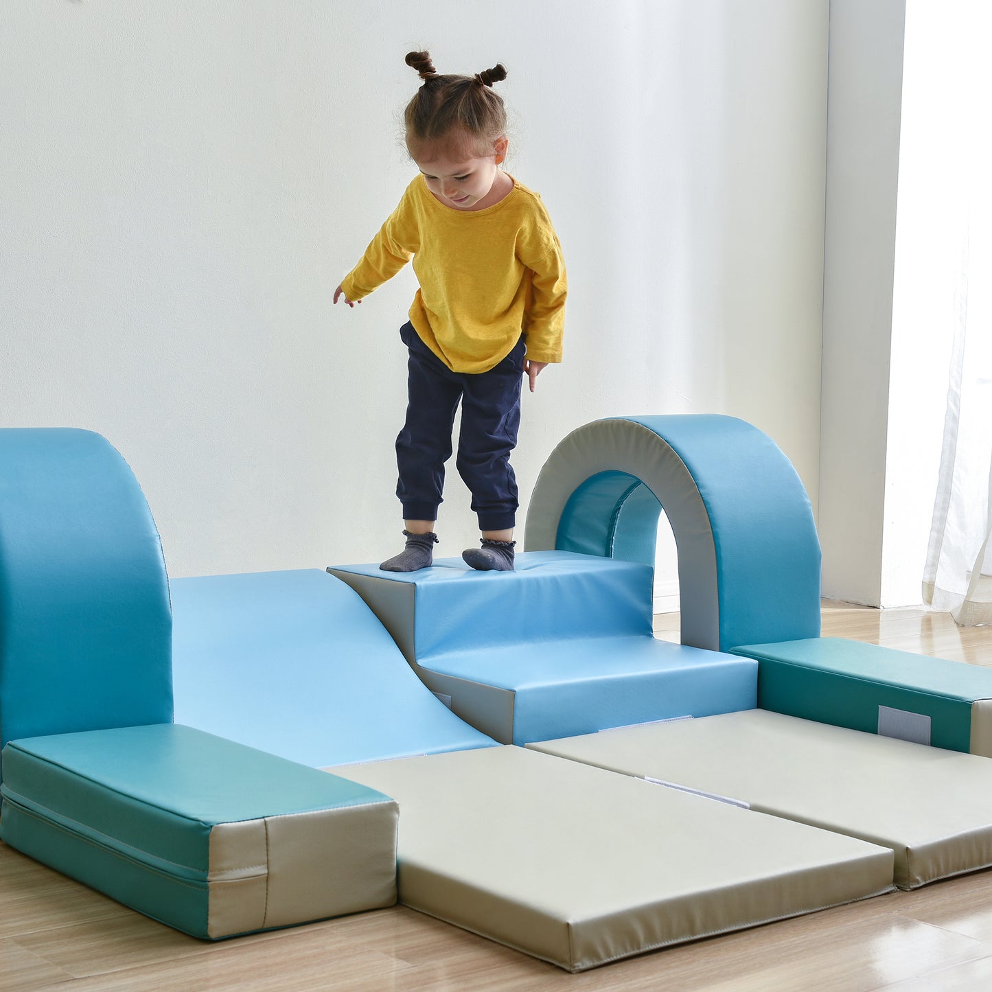 Soft Climb and Crawl Foam Playset 10 in 1, Safe Soft Foam Nugget Block for Infants, Preschools, Toddlers, Kids Crawling and Climbing Indoor Active Play Structure