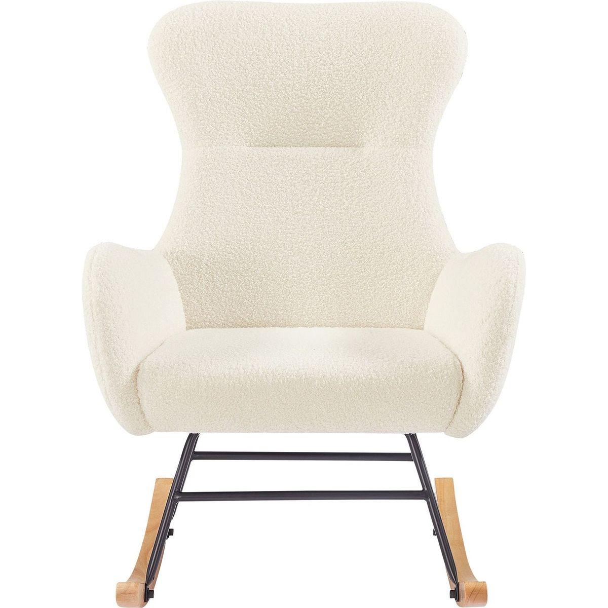 off white teddy fabric rocking chair