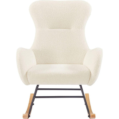 off white teddy fabric rocking chair