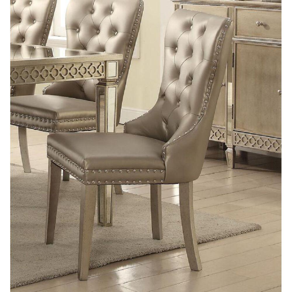 Kacela Side Chair (Set-2) in PU & Champagne