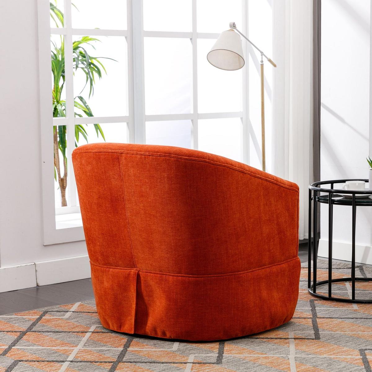 degree Swivel Accent Armchair Linen Blend Orange