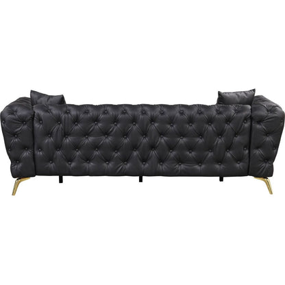 Modern 3-Piece Sofa Sets with Sturdy Metal Legs, Button Tufted Back, PU Upholstered Couches Sets Including Three Seat Sofa, Loveseat and Single Chair for Living Room Furniture Set, Black