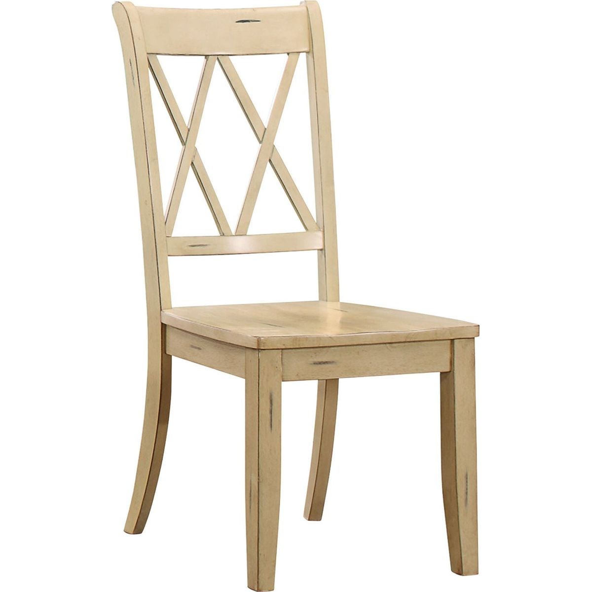 Casual Buttermilk Finish Side Chairs Set of 2 Pine Veneer Transitional Double-X Back Design Dining Room Furniture