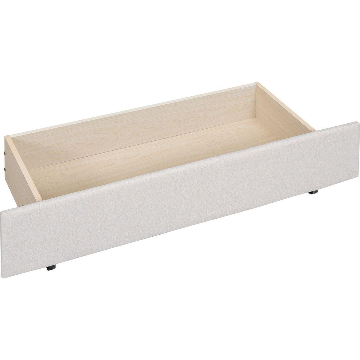 Queen Size Upholstered Platform Bed with 2 Drawers and 1 Twin XL Trundle, Classic Headboard Design, Beige