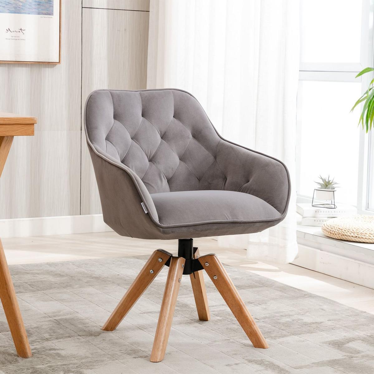 Solid Wood Tufted Upholstered Armless home office chair