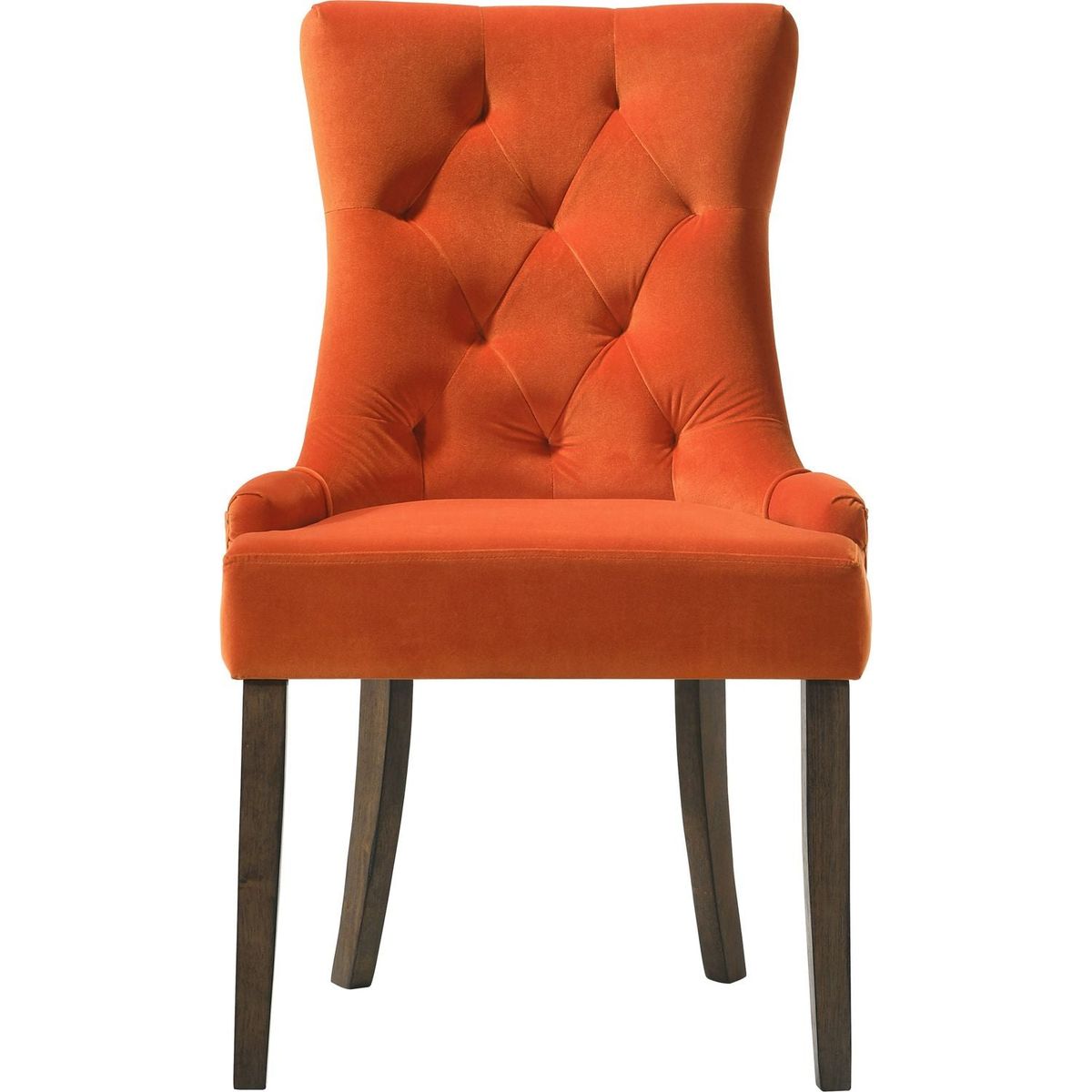 Farren Side Chair, Orange Velvet & Espresso Finish