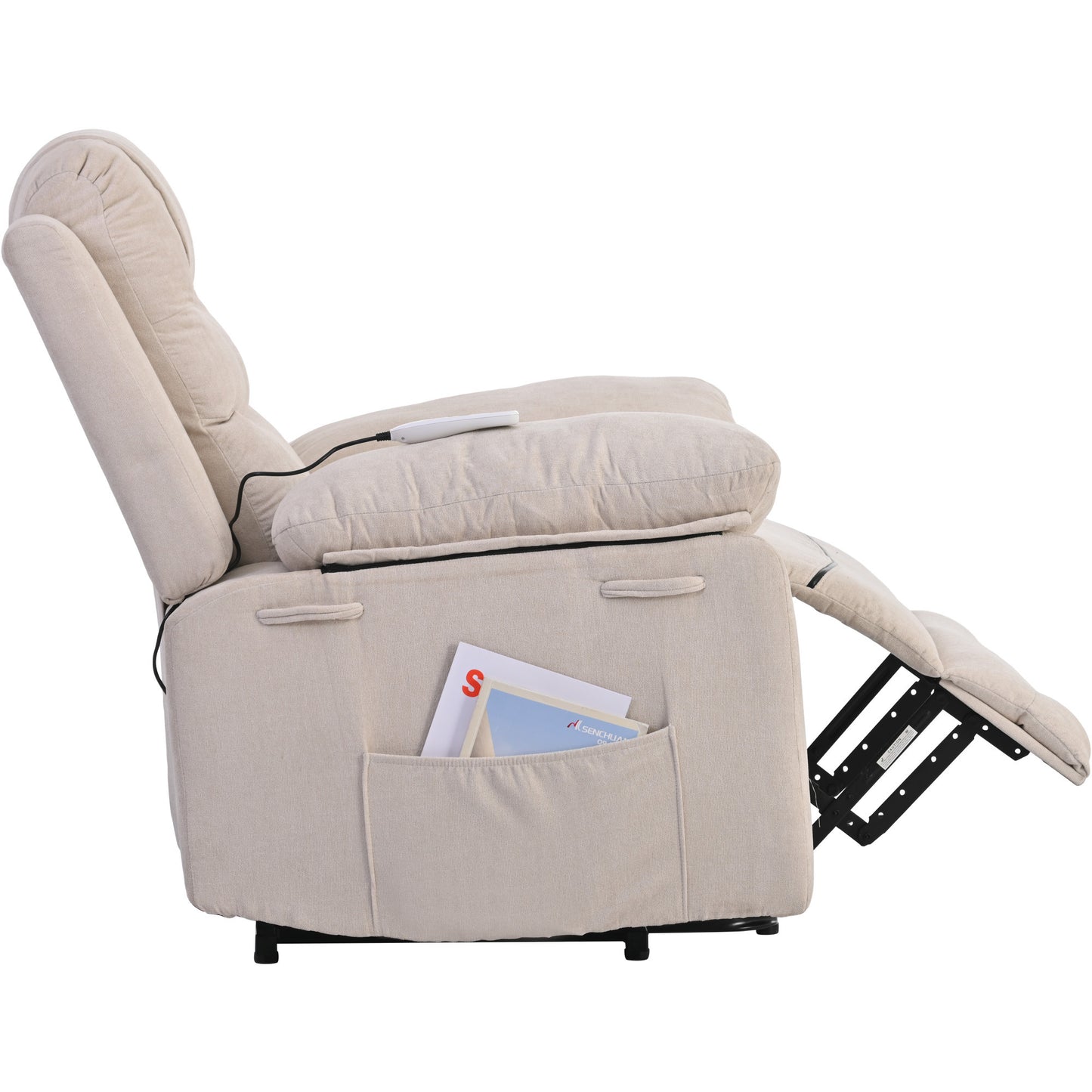 Massage Recliner, Power Lift Chair for Elderly with Adjustable Massage and Heating Function, Recliner Chair with Infinite Position and Side Pocket for Living Room, Beige