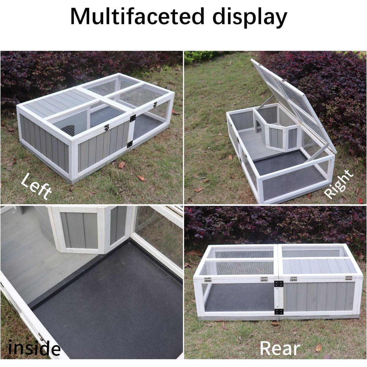 Tortoise Habitat Wooden Tortoise House w/Removable Waterproof Tray Indoor Turtle Enclosure for Small Animals Outdoor Wooden Reptile Cage