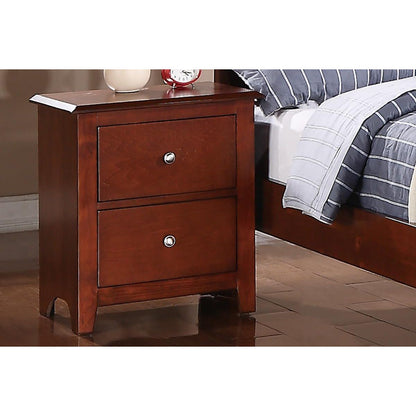 Bedroom Nightstand Cherry Color Wooden 2 Drawers Table Bed Side Table