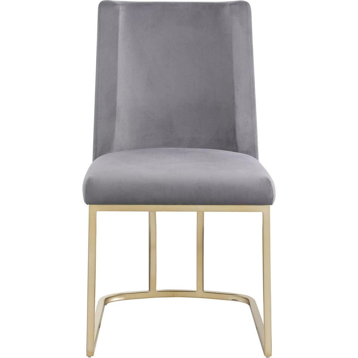 Dining Chairs, Velvet Upolstered Side Chair, Gold Metal Legs (Set of 2) - Gray