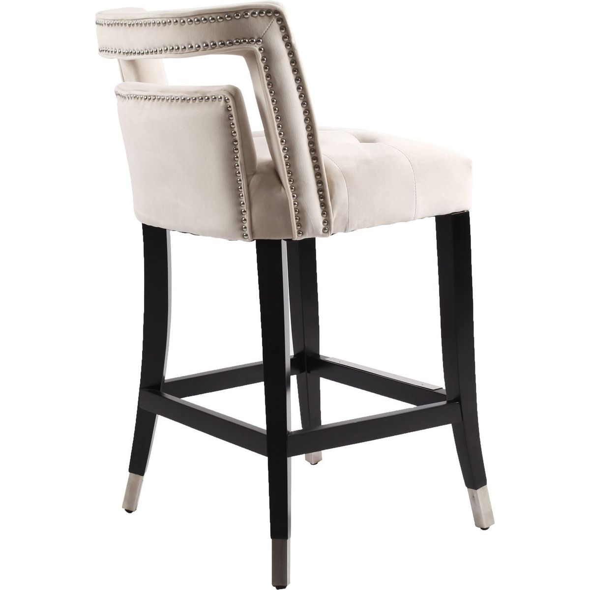 Suede Velvet Barstool with nailheads Dining Room Chair 2 pcs Set - 26 inch Seater height