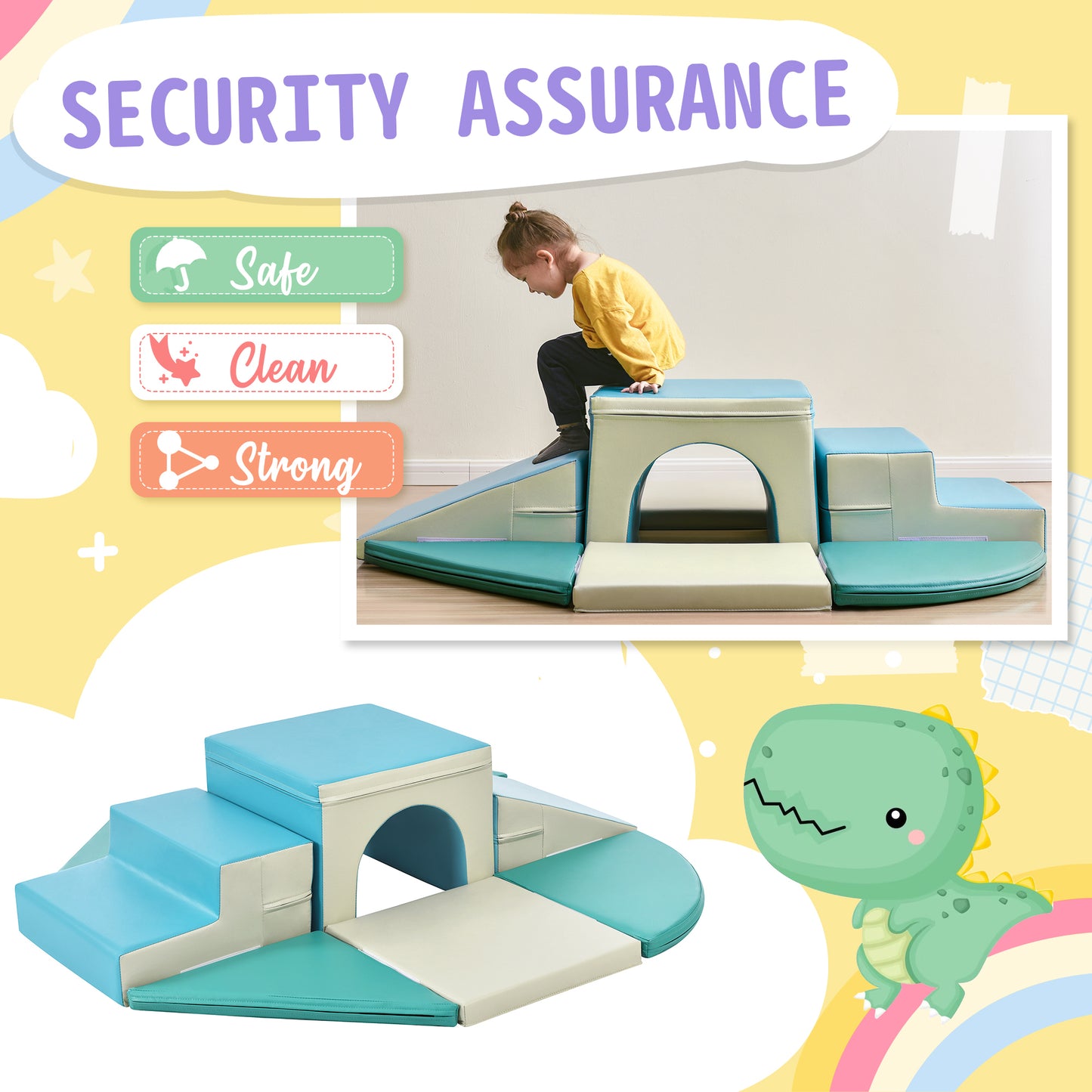 Soft Climb and Crawl Foam Playset 9 in 1, Safe Soft Foam Nugget Block for Infants, Preschools, Toddlers, Kids Crawling and Climbing Indoor Active Play Structure