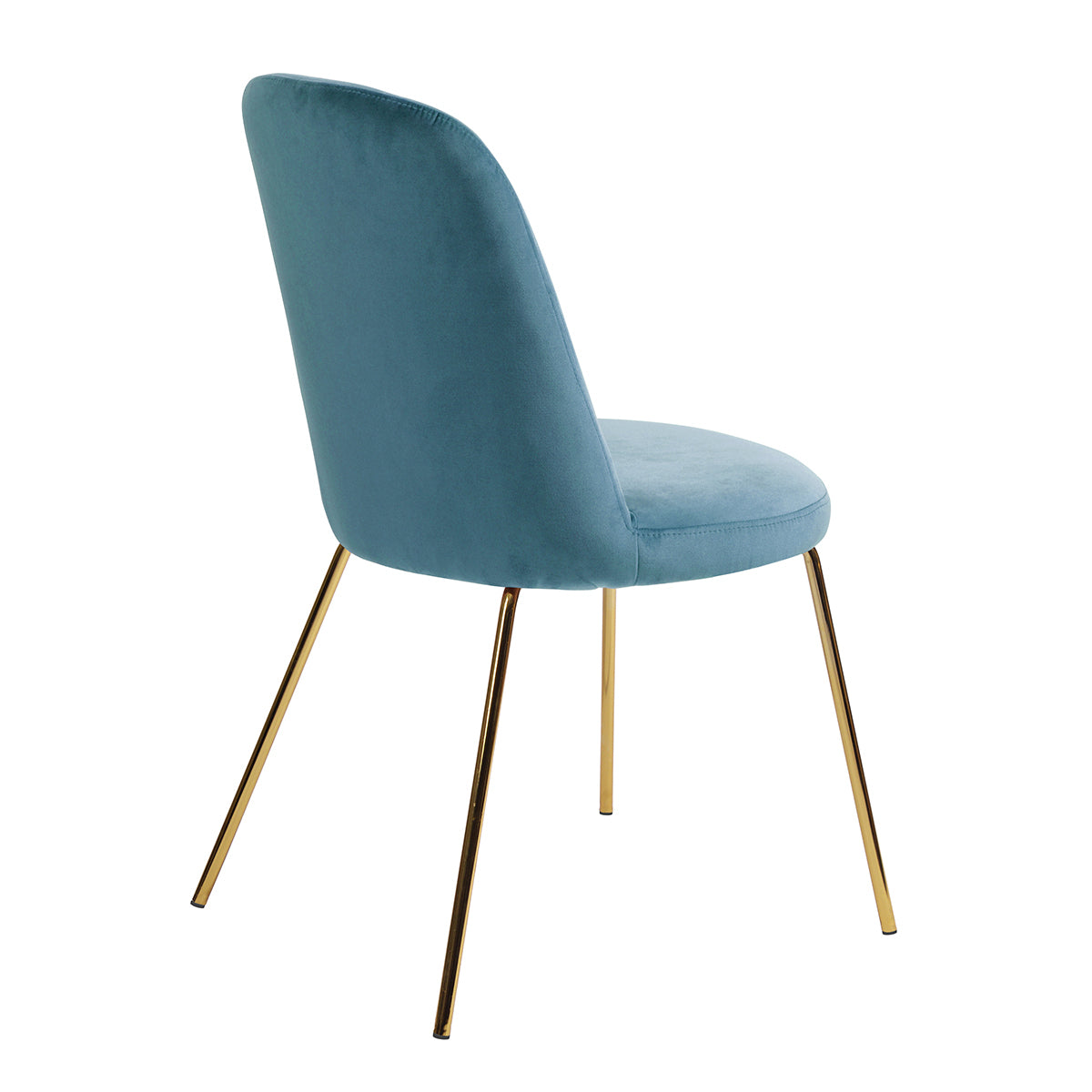 Modern Upholstered Dining Chair Set of 2 with Gold Legs - Blue