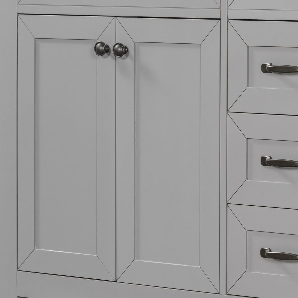 36" Bathroom Vanity without Sink, Cabinet Base Only, Bathroom Cabinet with Drawers, Solid Frame and MDF Board, Grey