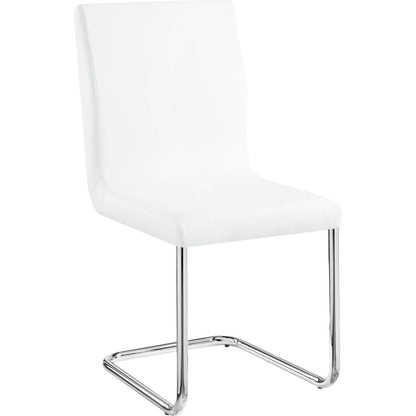 Palton Side Chair (Set-2), White PU & Chrome Finish