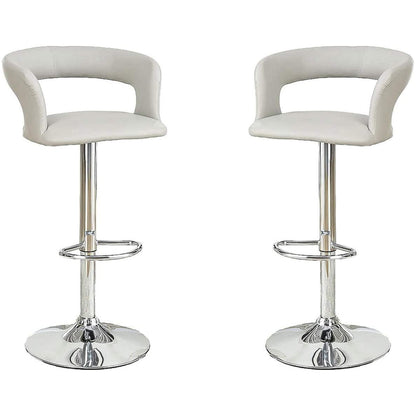 Bar Stool Counter Height Chairs Set of 2 Adjustable Height Kitchen Island Stools Grey PVC / Faux Leather