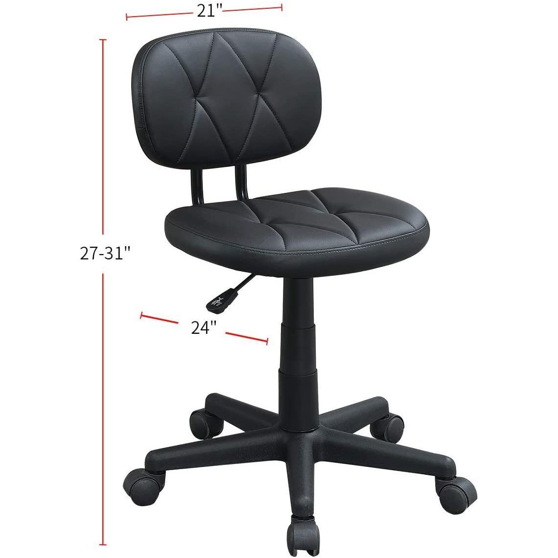 Modern 1pc Office Chair Black Tufted Design Upholstered Chairs with wheels