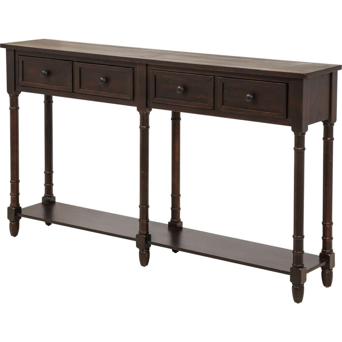 Console Table Sofa Table Easy Assembly with Two Storage Drawers and Bottom Shelf for Living Room, Entryway (Espresso)