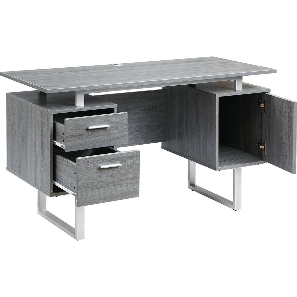 Modern Office Desk with Storage, Grey