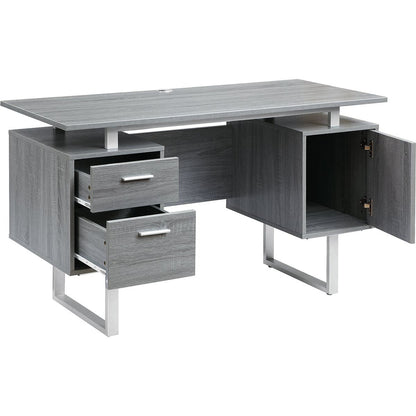 Modern Office Desk with Storage, Grey