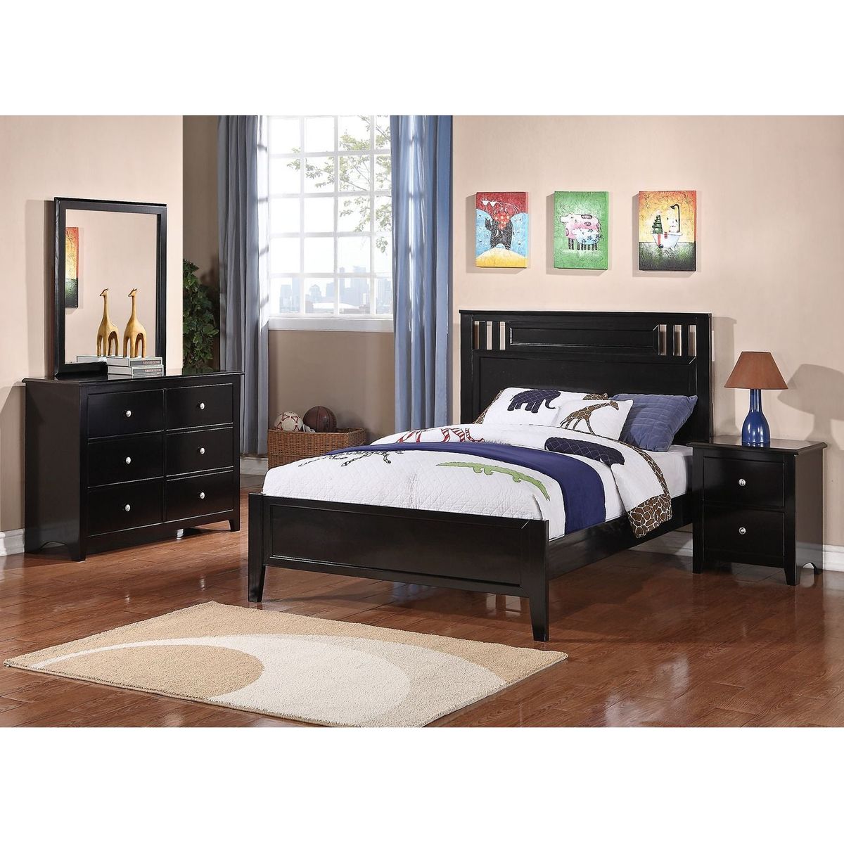 Nightstand With 2 Drawers Storage, Black