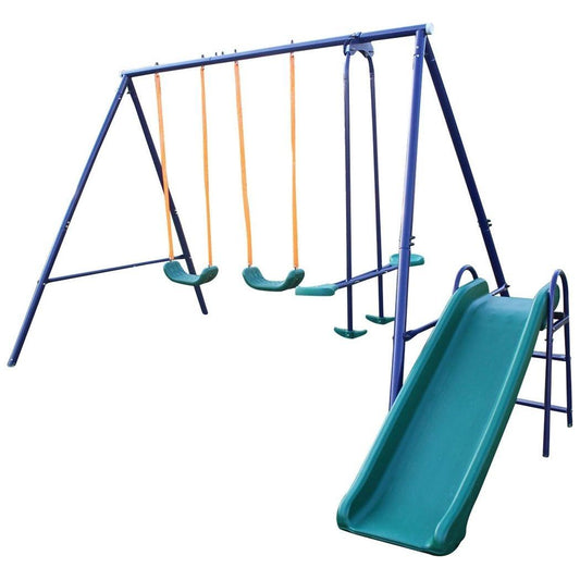 A-Frame Metal Swing Set w/ Slide (Blue, Green, Orange) - Streamdale Furniture