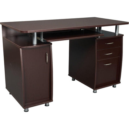 Complete Workstation Computer Desk with Storage, Chocolate