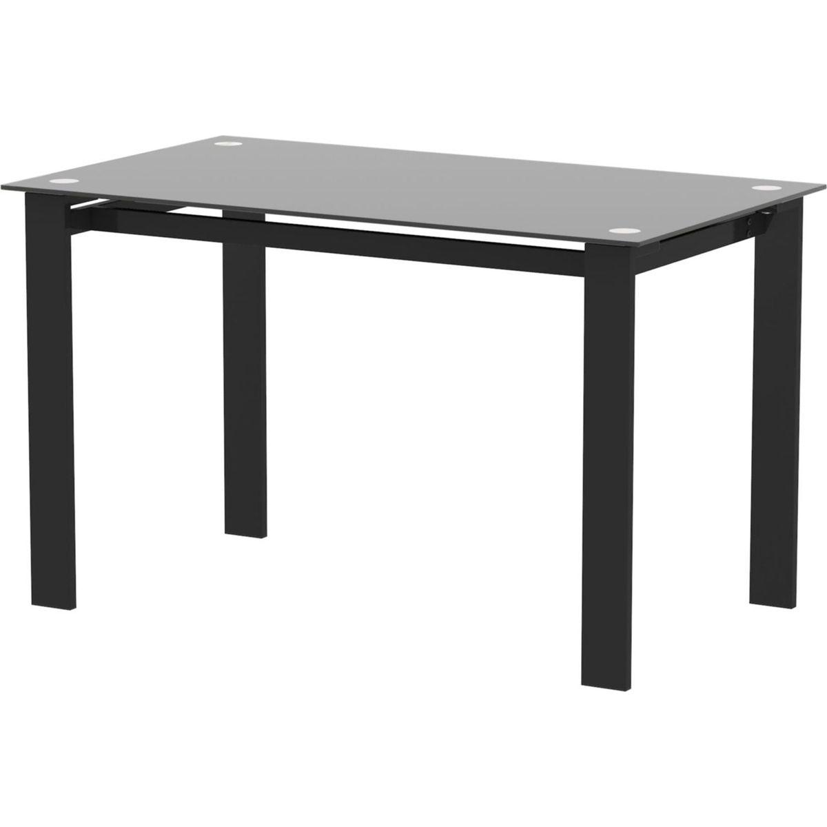 Modern tempered glass black dining table, simple rectangular metal table legs living room kitchen table