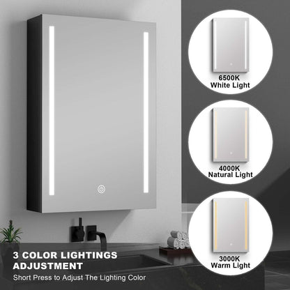 60x30 Inch LED Bathroom Medicine Cabinet Surface Mount Double Door Lighted Medicine Cabinet, Medicine Cabinets for Bathroom with Mirror Defogging, Dimmer Black