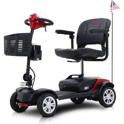 MAX SPORT RED 4 Wheels Outdoor Compact Mobility Scooter with 2pcsx12AH Lead acid Battery