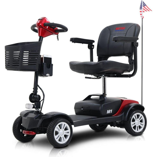 MAX SPORT RED 4 Wheels Outdoor Compact Mobility Scooter with 2pcsx12AH Lead acid Battery