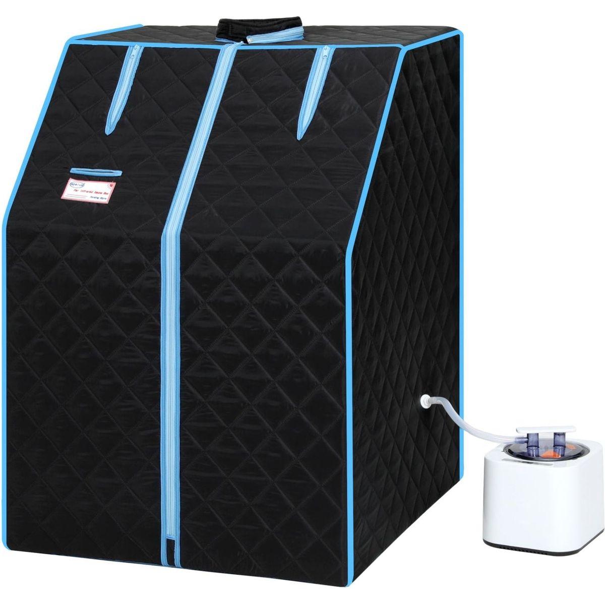 Portable Half body Black Steam Sauna Tent for Personal Relaxation, Detox and Therapy at home.PVC Pipe Connector Easy to Install.Fast heating with FCC Certification