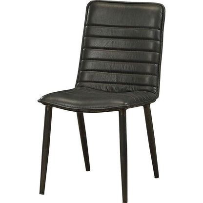 Hosmer Side Chair (Set-2) in Black Top Grain Leather & Antique Black