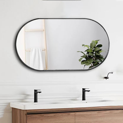 Wall Mounted Mirror, 36" x18" Fan& Pre-Set Hooks for Vertical & Horizontal Hang, Ideal for Bedroom, Bathroom