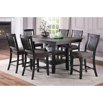 Dark Coffee Classic Wood Kitchen Dining Room Set of 2 High Chairs Fabric upholstered Seat Unique Design Back Counter Height Chairs